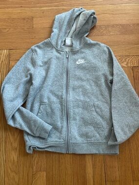 Nike Kids' Gray Full-Zip Hooded Sweatshirt size Large